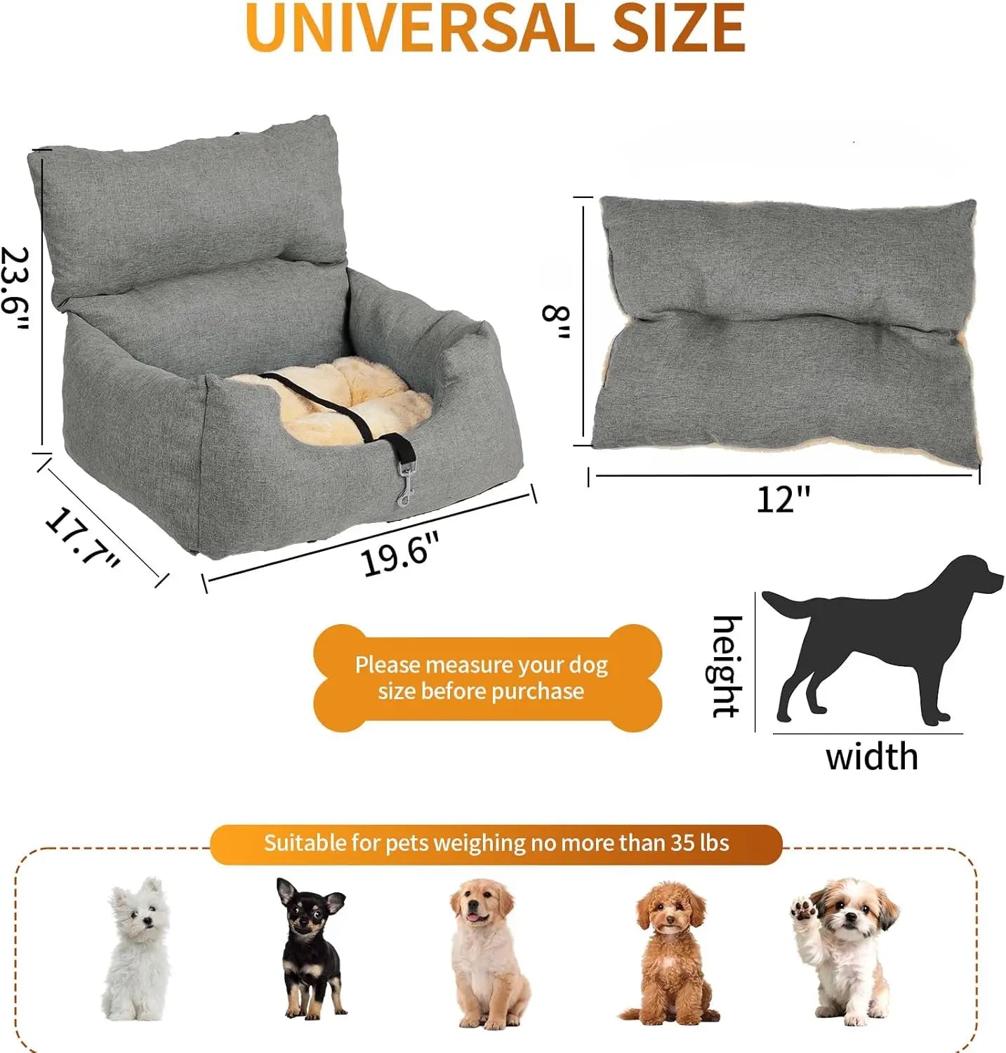 HiMISS Dog Booster Car Seat For Small Dogs With Tether