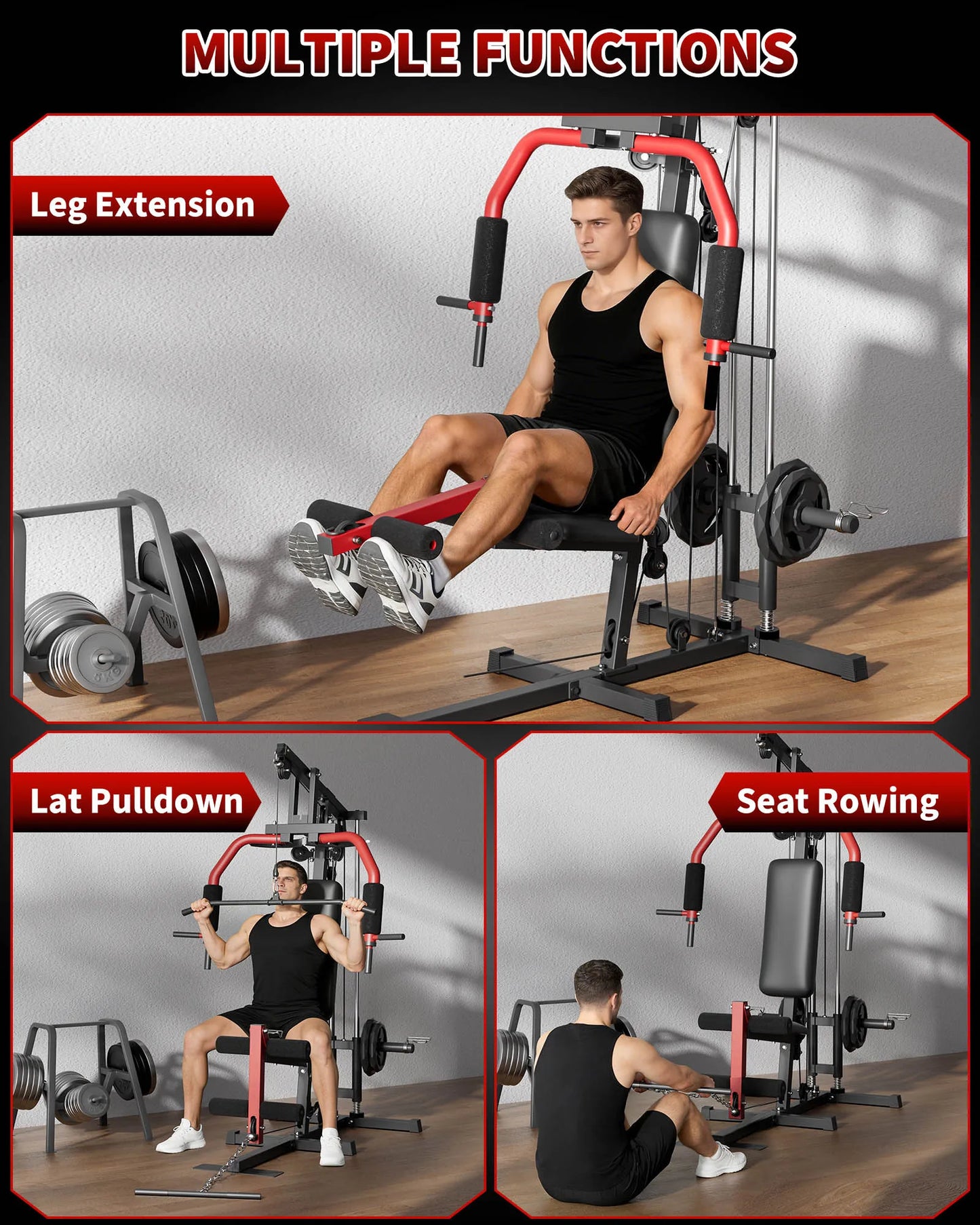 HiMISS 5in1 Home Gym System Lat Pulldown Chest Press