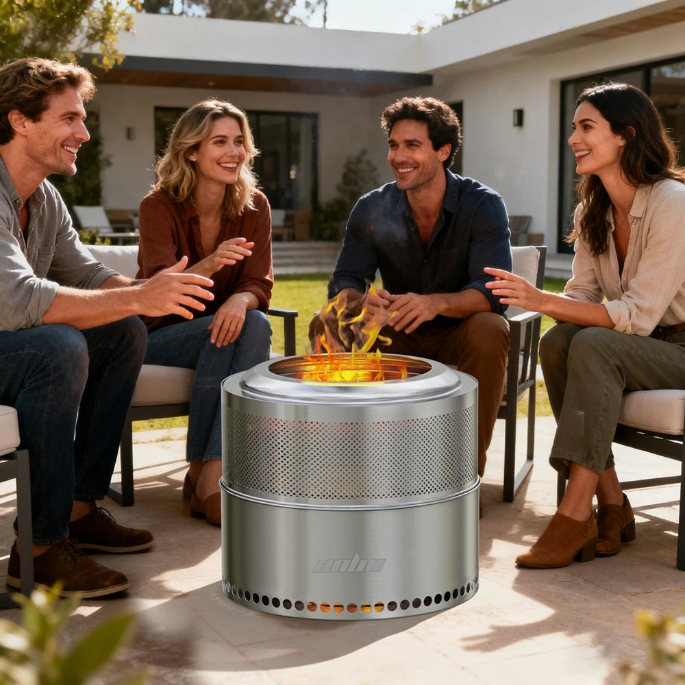 UNHO Smokeless Fire Pit Outdoor Wood Burning Portable Stainless Steel