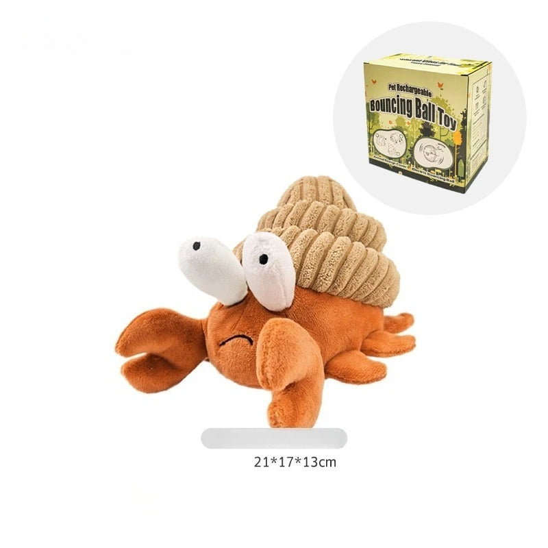 None Interactive Vibrating Crab Dog Toy With Squeaky Plush Ball