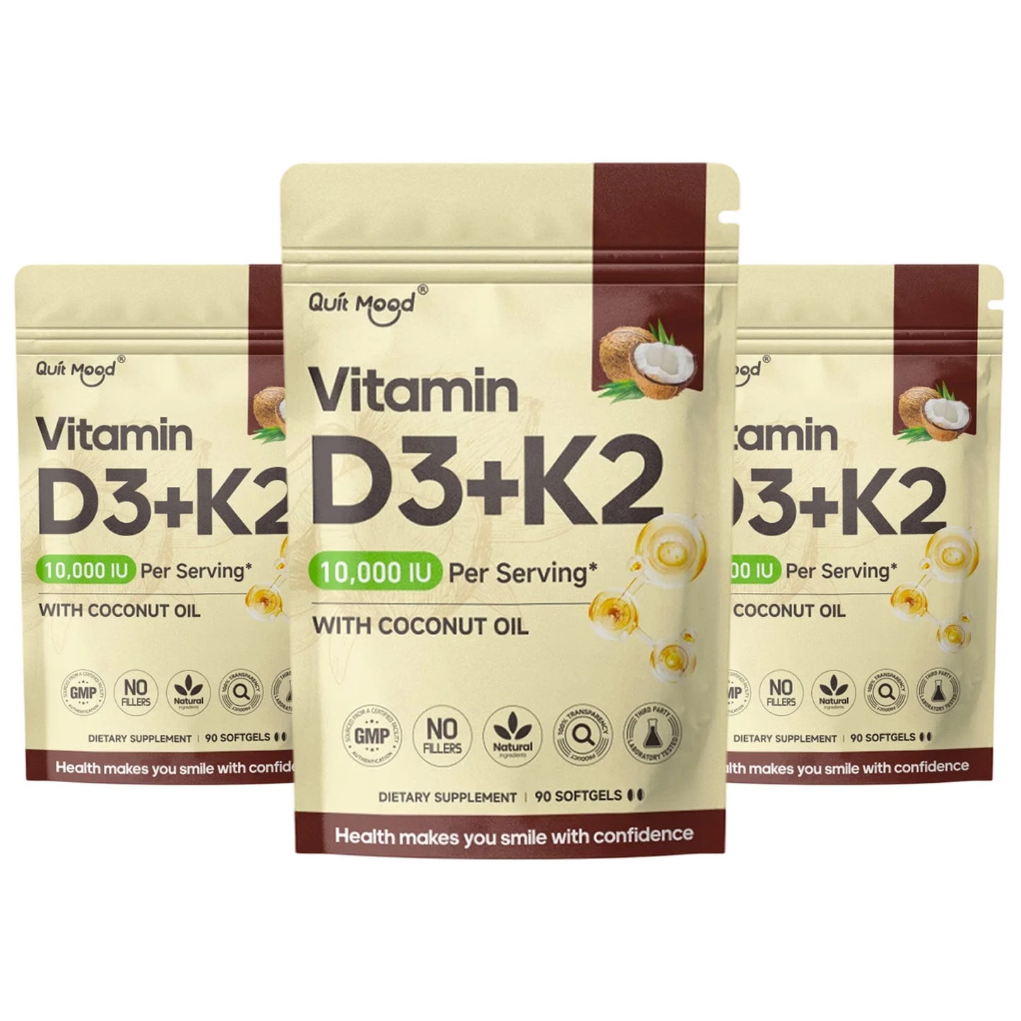 Quit Mood Vitamin D3K2 Soft Capsules For Calcium Support
