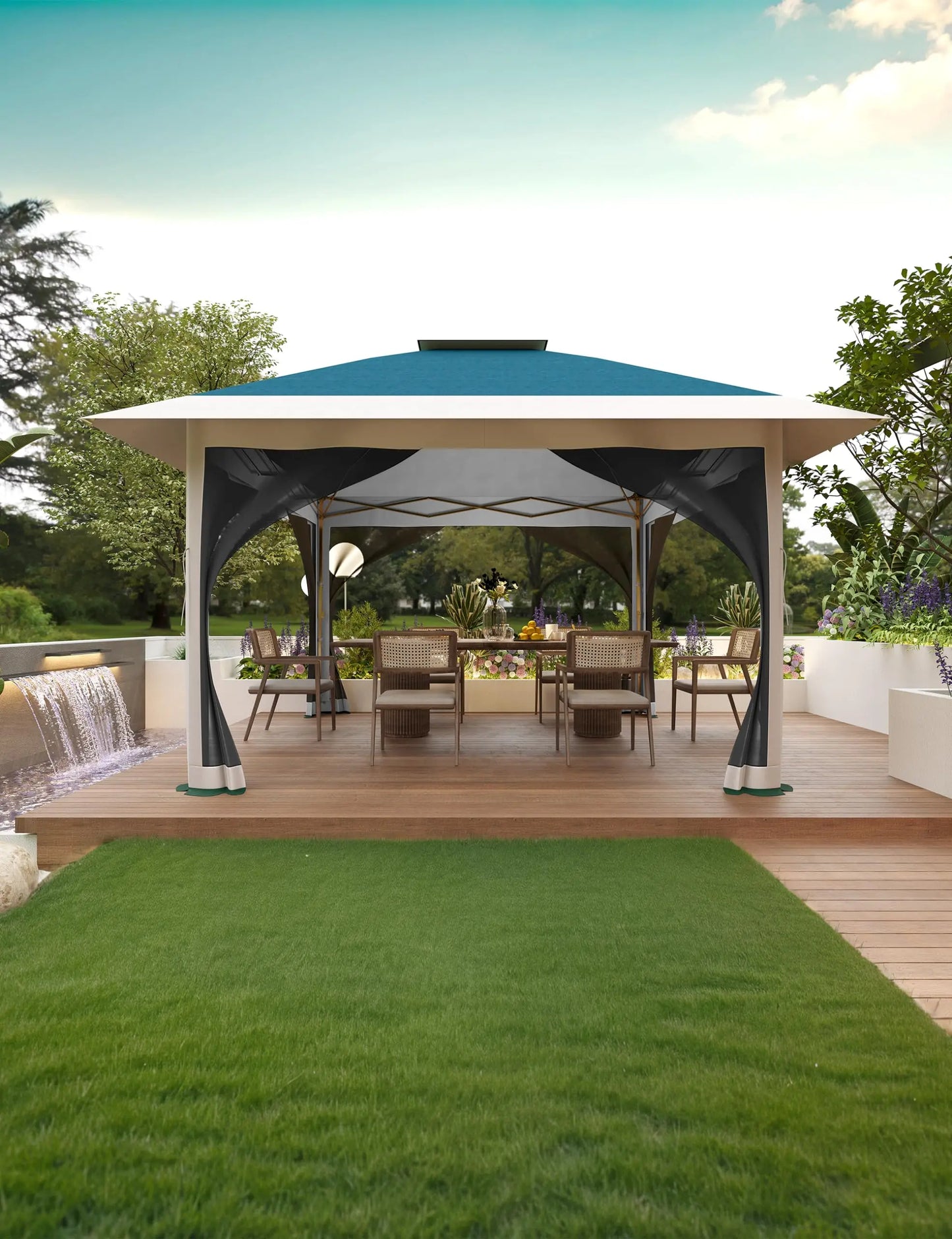 HiMISSCN Outdoor Gazebo Double Roof Patio Instant Shelter