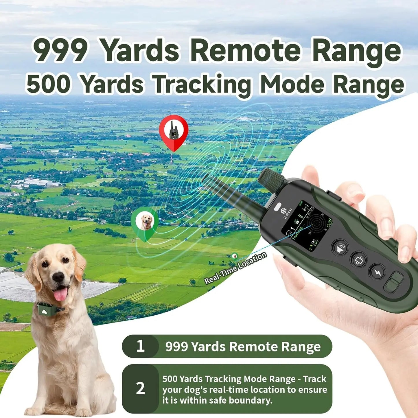 XMSJ GPS Wireless Fence 2 In 1 Remote Training 999 Yard Range