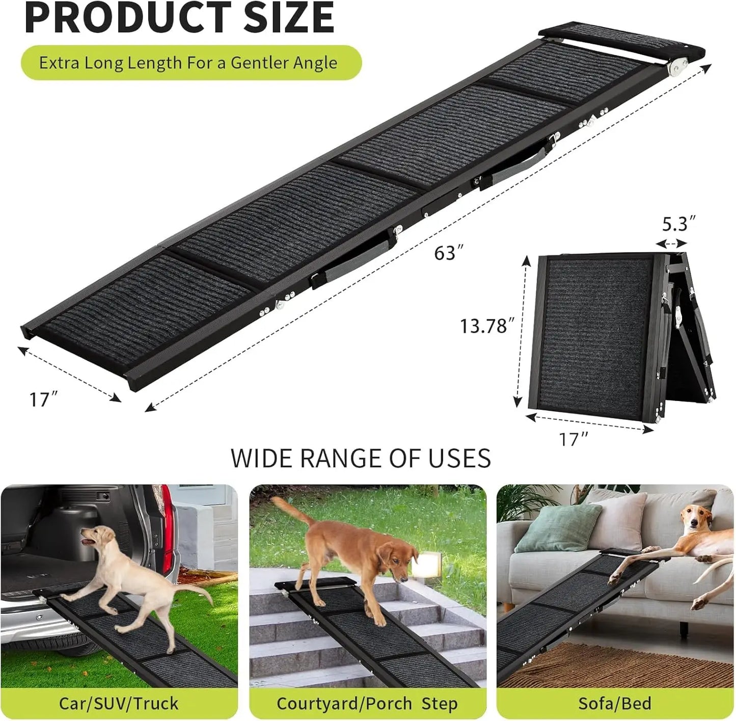 HiMISSDog Large Folding Dog Ramp For Car And SUV Vehicles