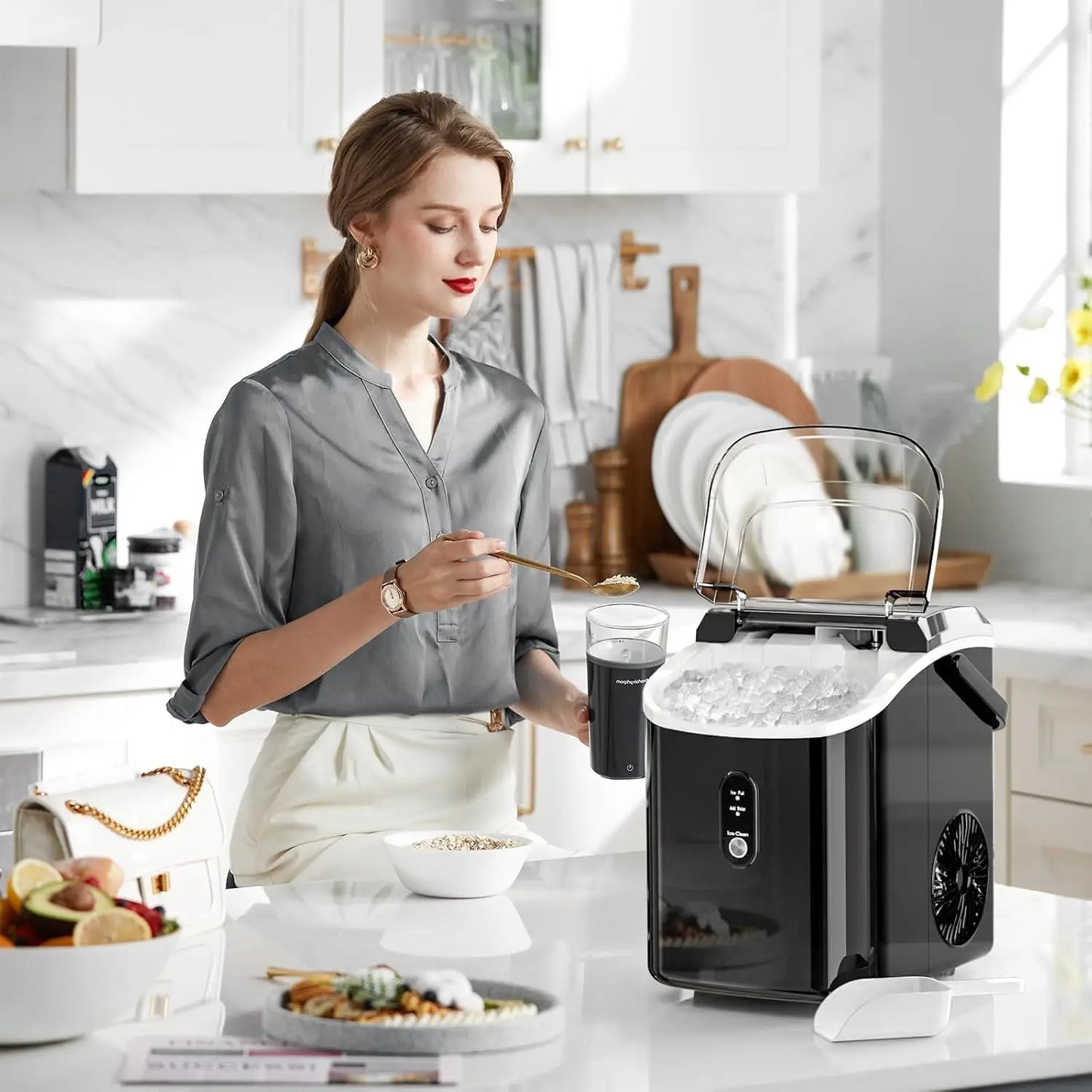 Nugget Ice Maker Countertop Portable Pebble Ice Chewable OneClick
