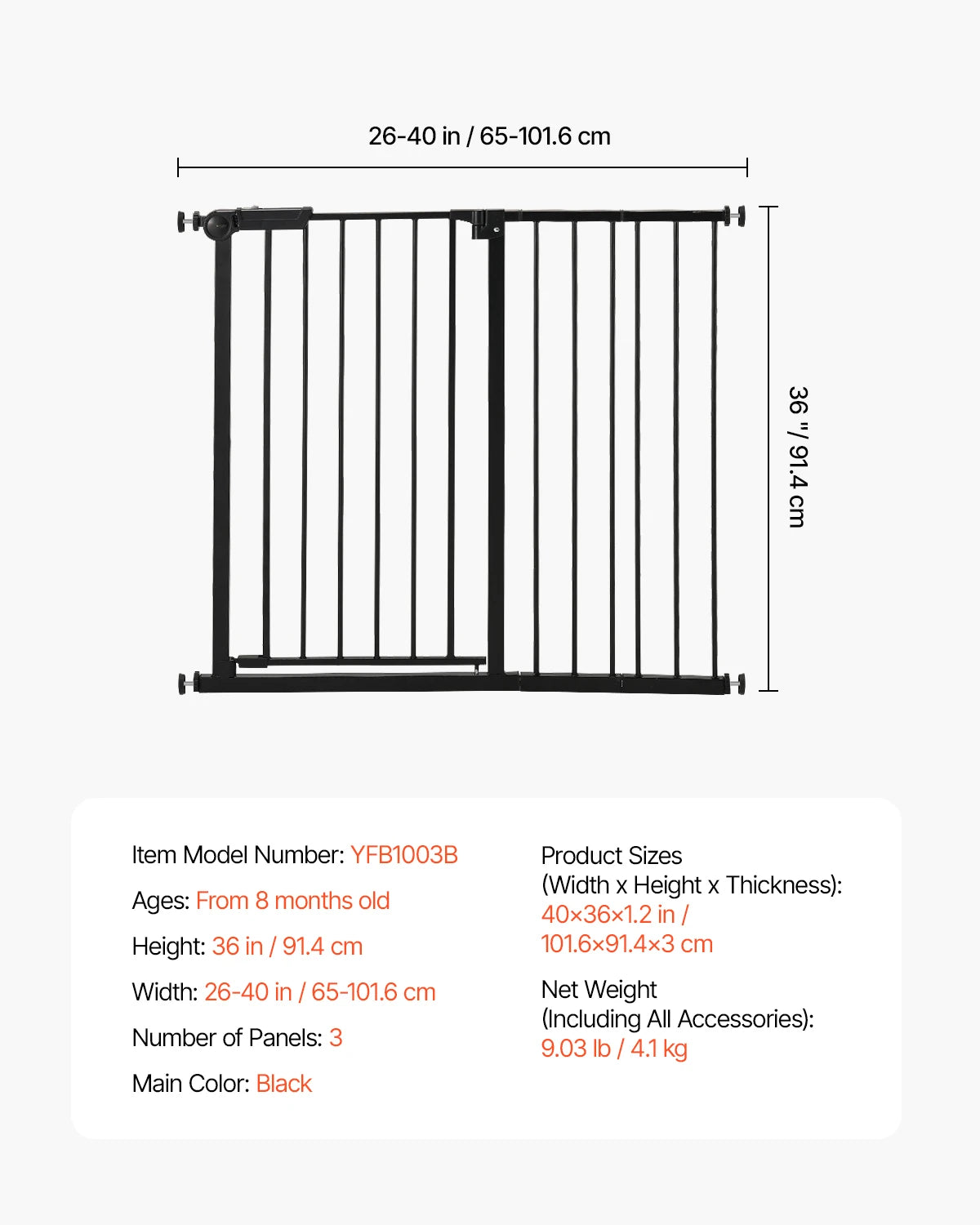 SucceBuy Baby Gate Pressure Mount Walk Through For Dogs