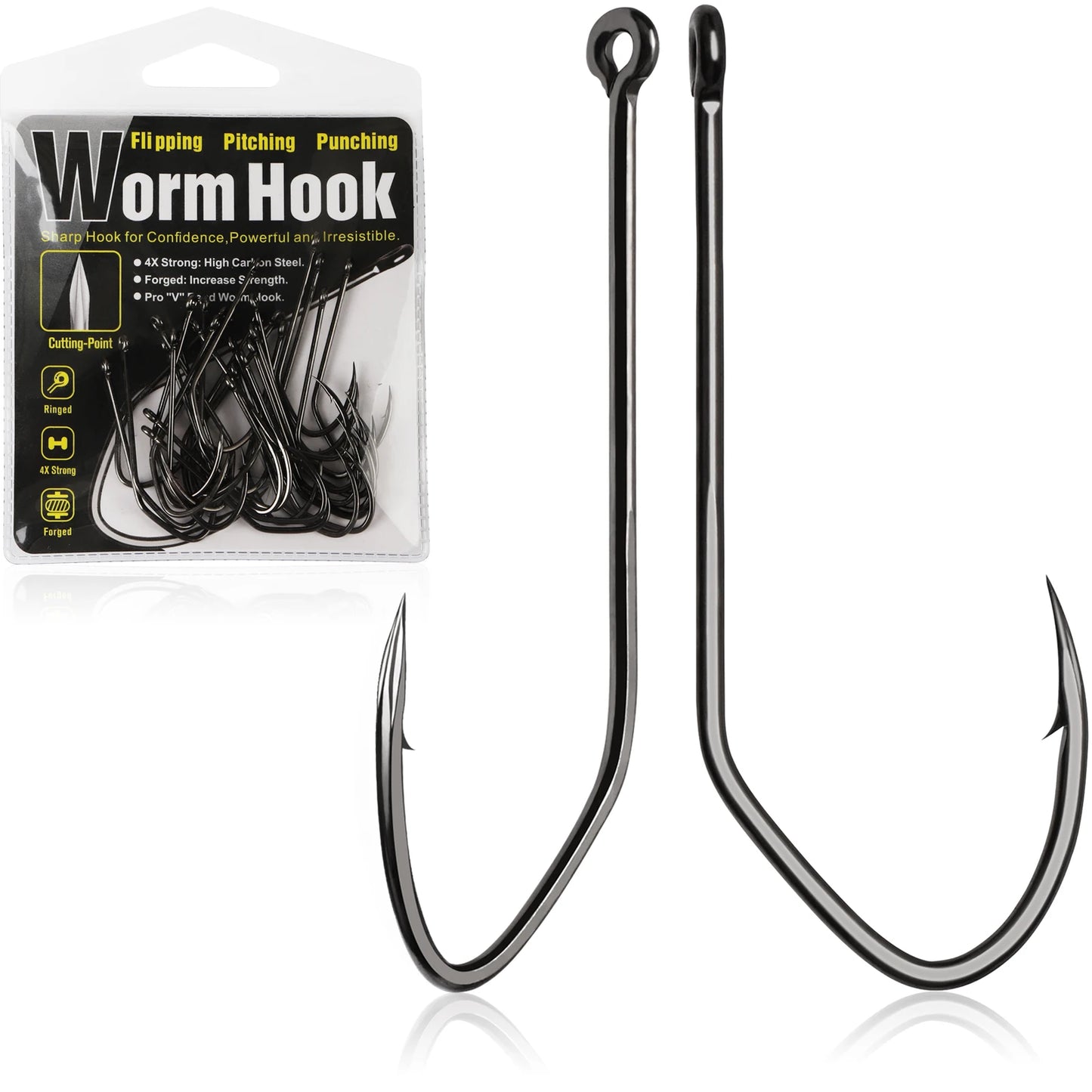 V Bend Weedless Worm Hooks For Bass Fishing 30Pcs Professional