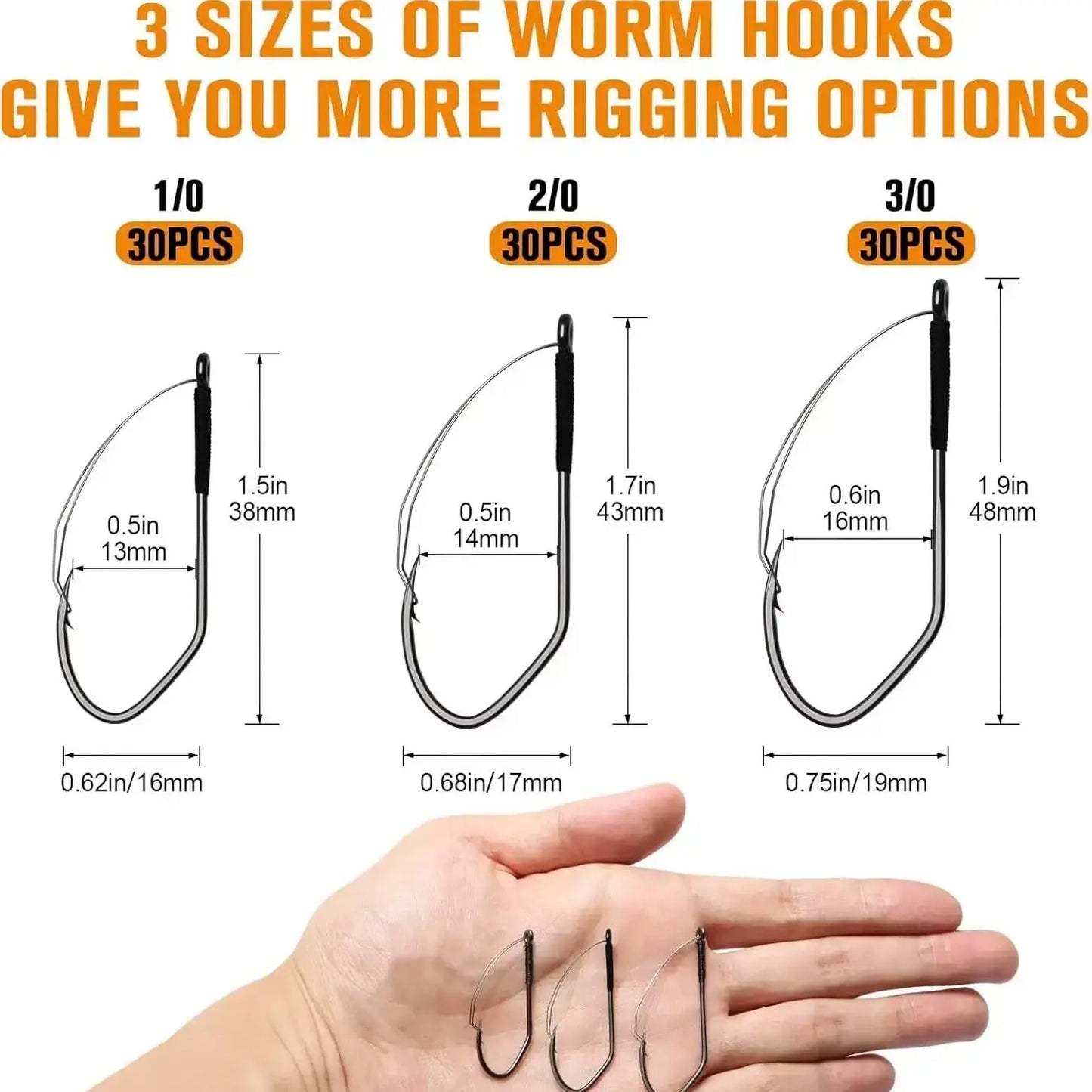V Bend Weedless Worm Hooks For Bass Fishing 30Pcs Professional