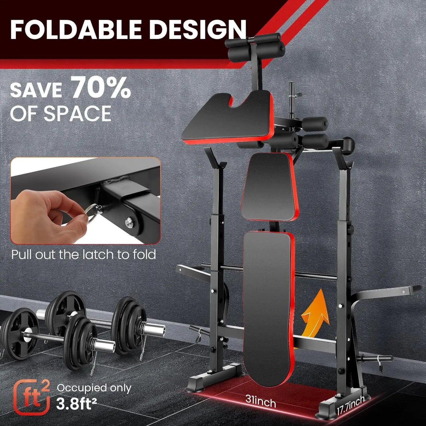 6 In 1 Weight Bench Set With Squat And Barbell Rack For Strength Training