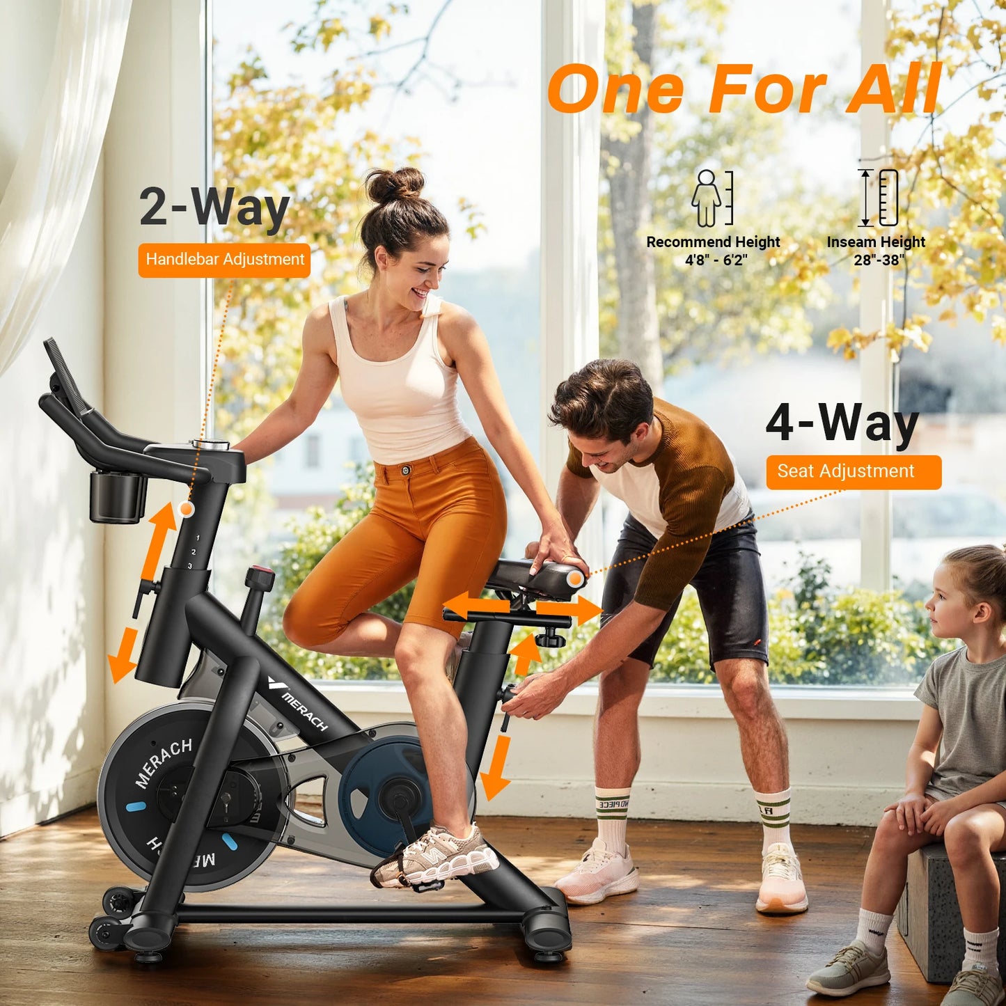 MERACH Exercise Bike Low Noise Indoor Cycling With Tablet Mount 300lb