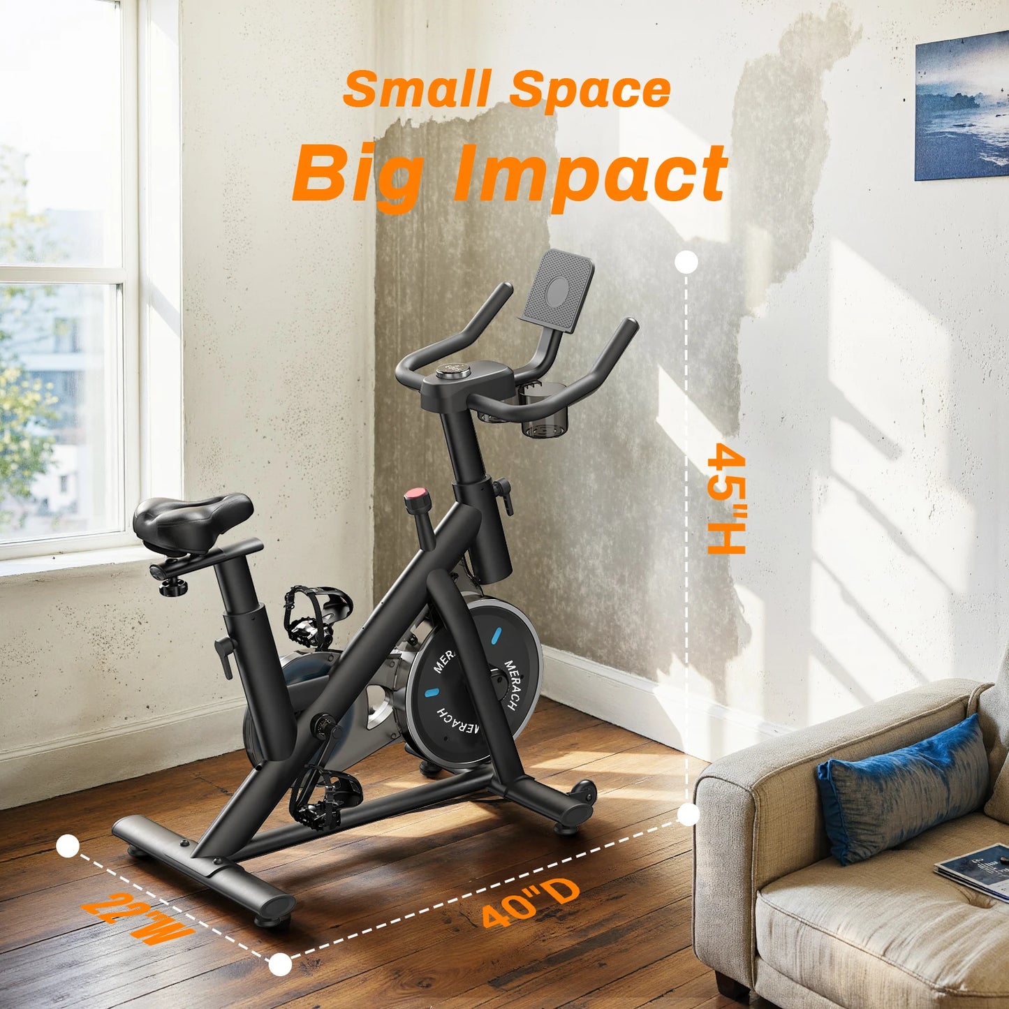 MERACH Exercise Bike Low Noise Indoor Cycling With Tablet Mount 300lb