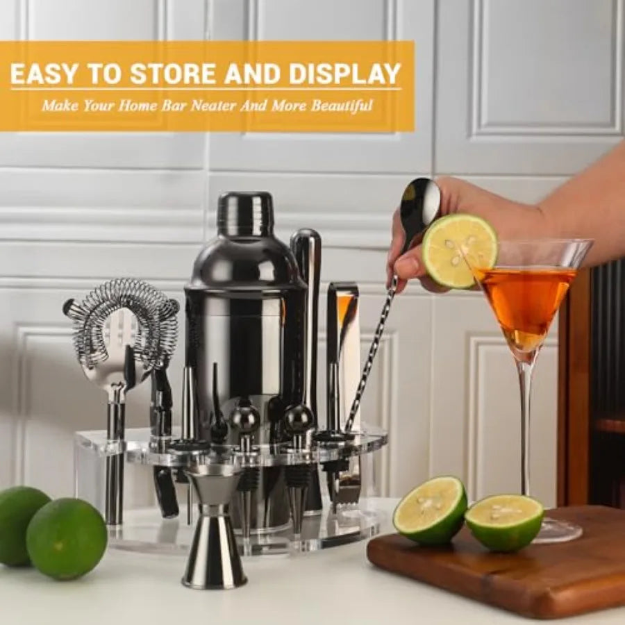 Bartender Kit Stainless Steel Cocktail Shaker Set With Bar Accessories