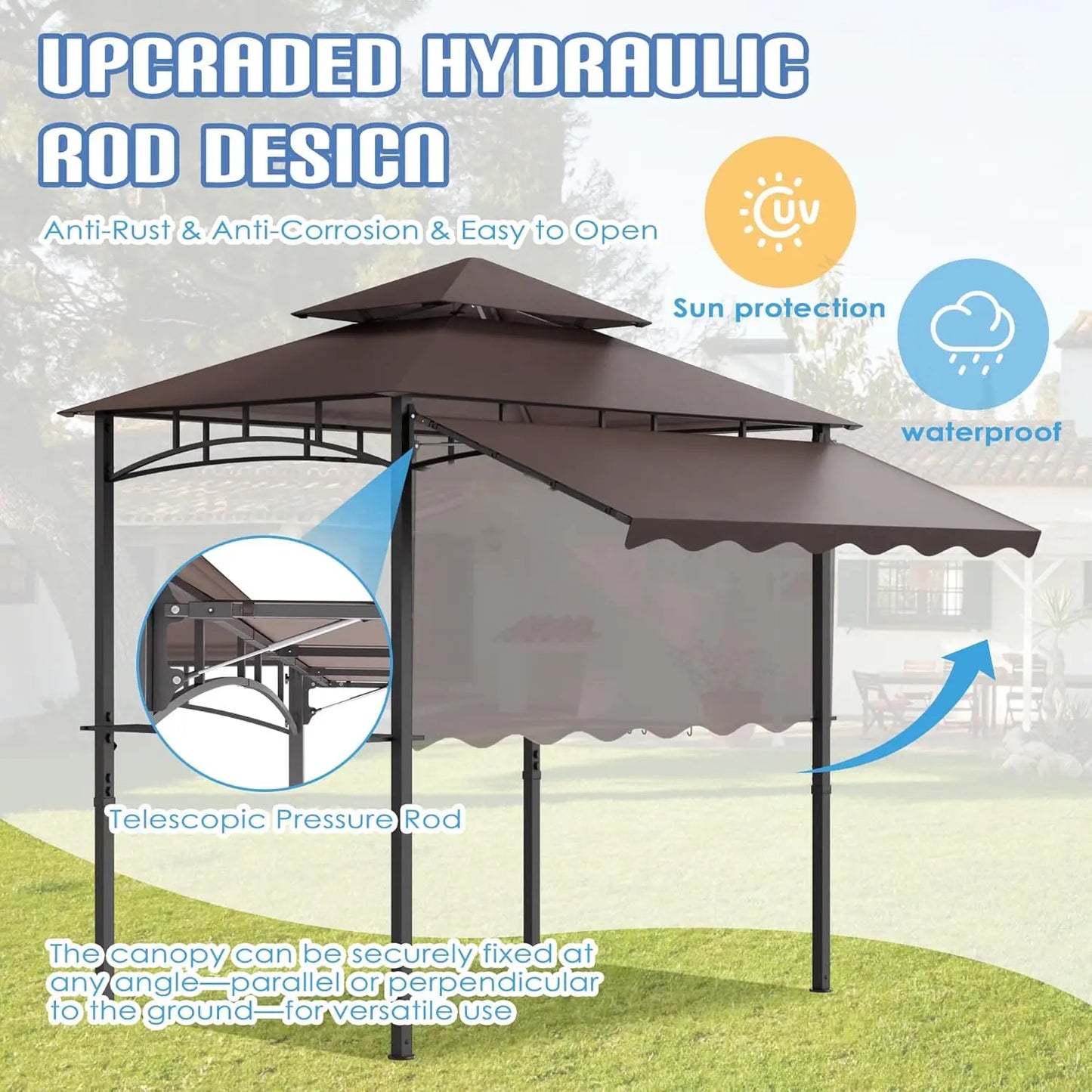 BBQ Grill Gazebo Outdoor Patio Canopy Tent With Shelves