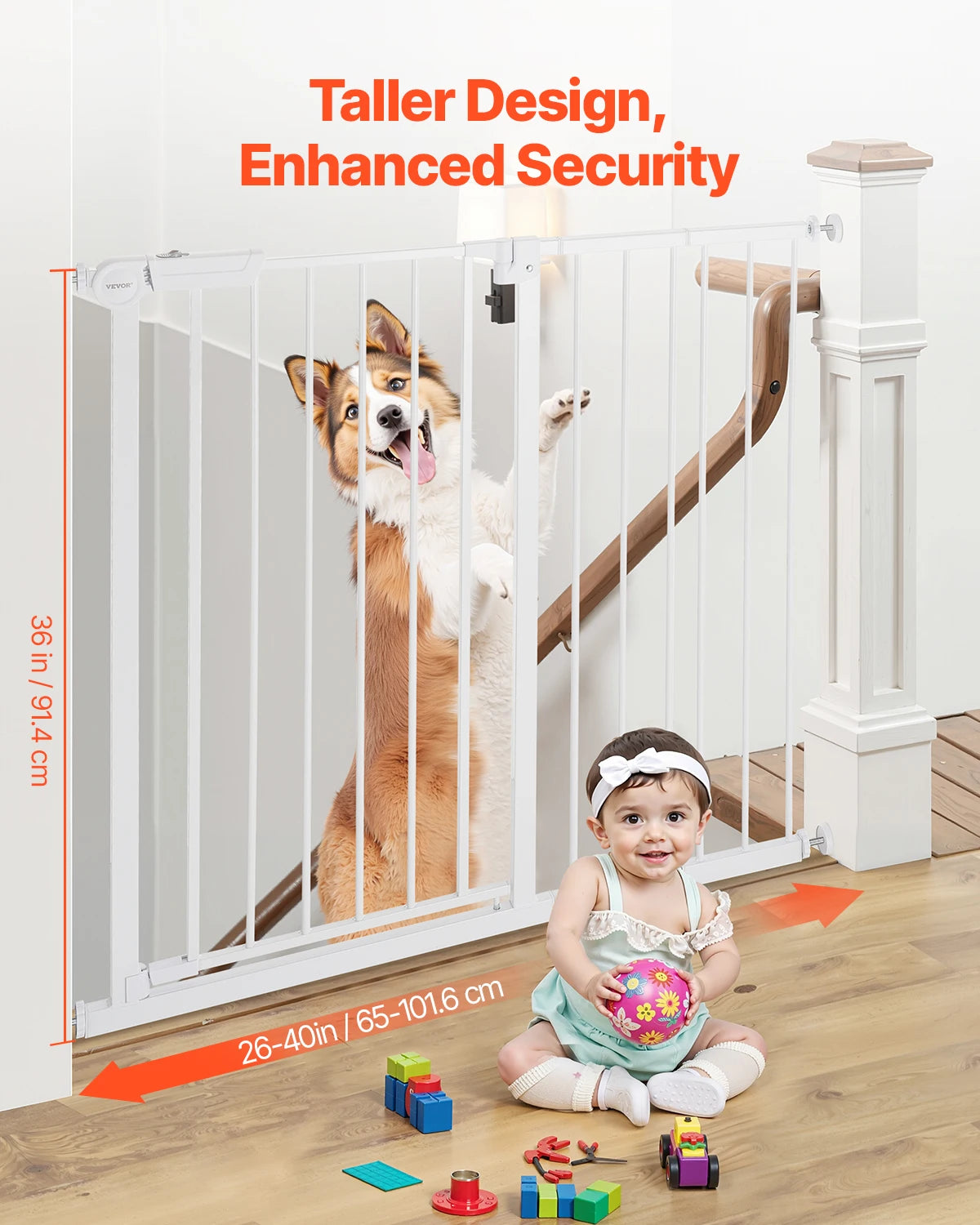 SucceBuy Baby Gate Pressure Mount Walk Through For Dogs