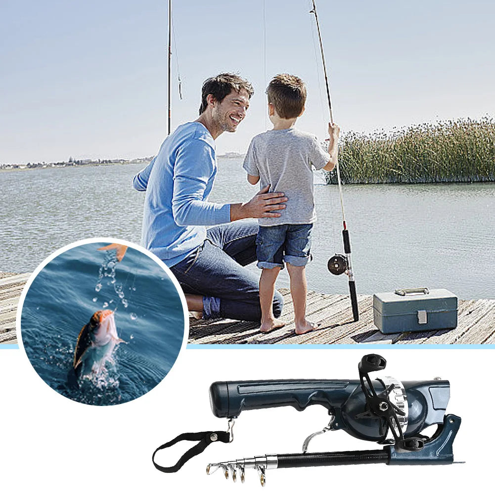 Alloet Portable Folding Telescopic Carbon Fiber Fishing Rod With Reel