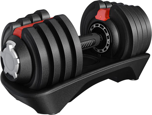 Adjustable Dumbbell Set With Anti Slip Handle Tray