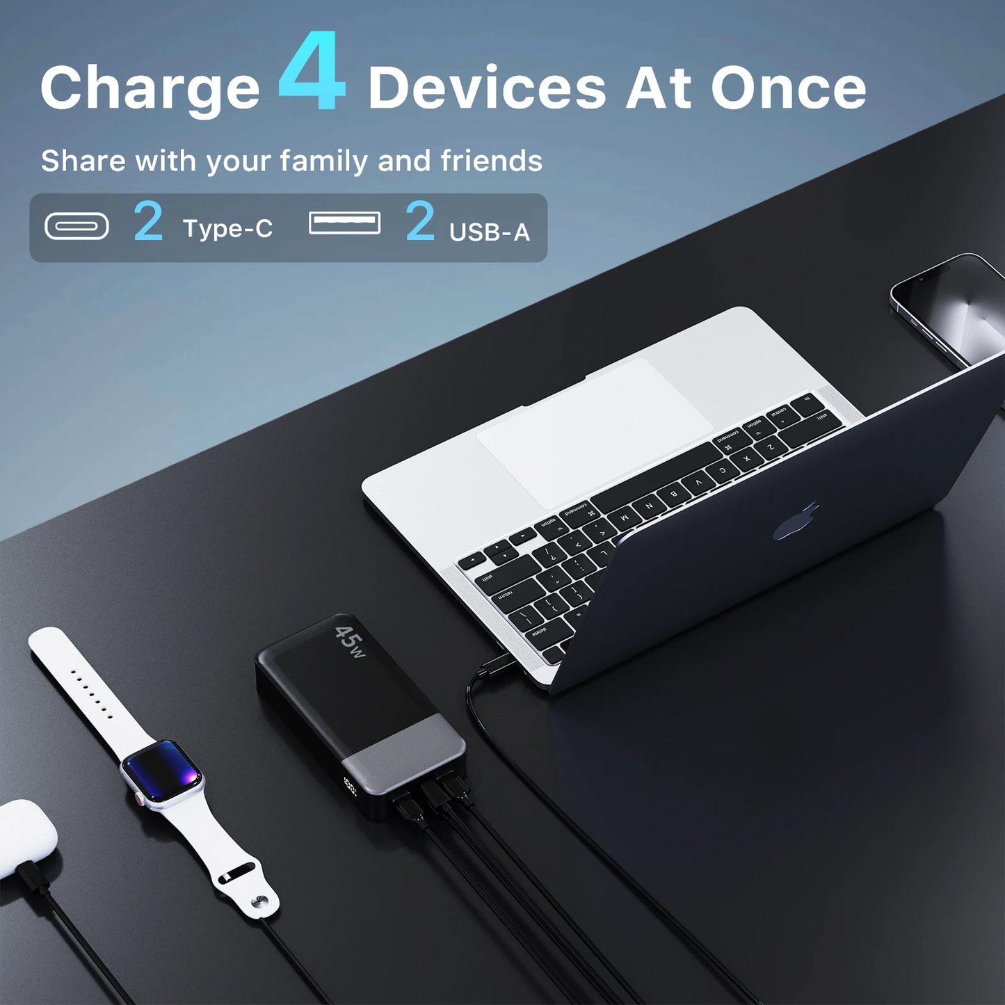 20000mAh Power Bank 45W Fast Charging Portable Charger LED Display