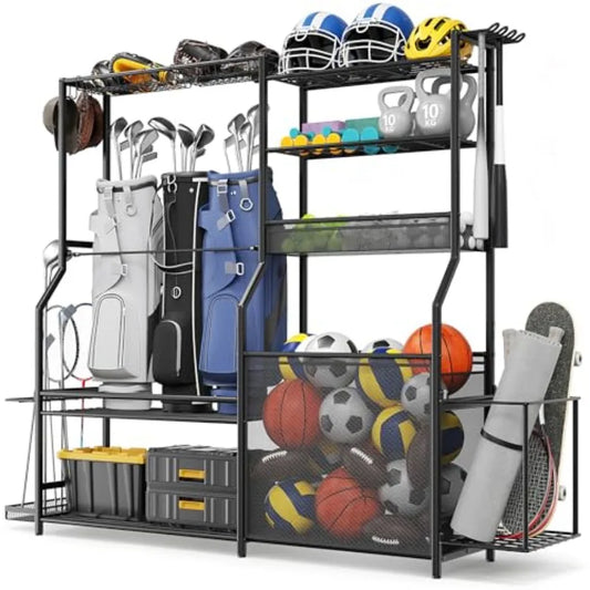 SHXI Garage Sports Equipment Organizer With Golf Bag Stand