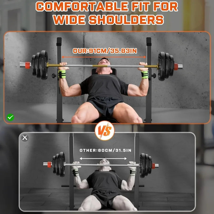 XMSJ Weight Bench With Squat Rack Adjustable Olympic Gym Bench