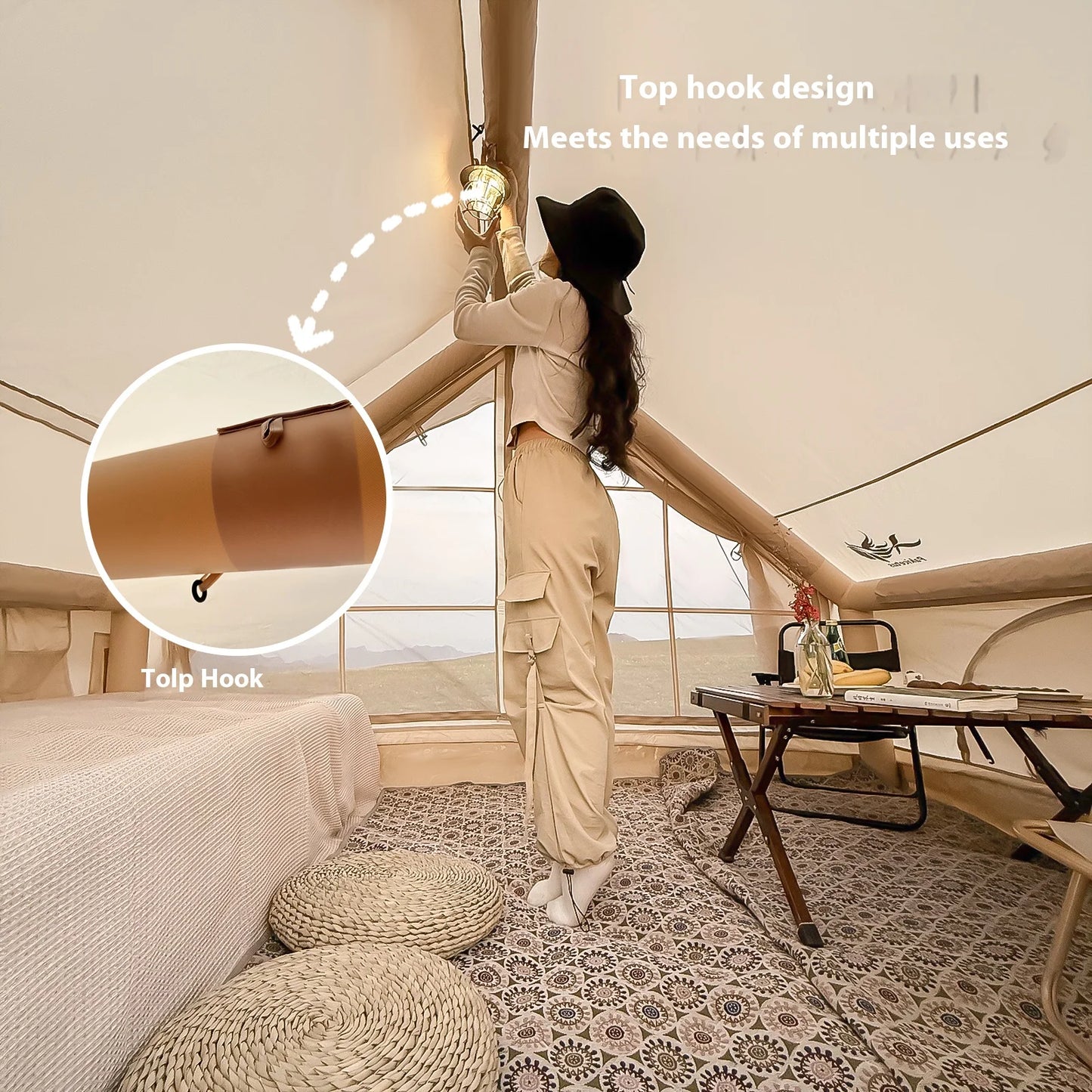 Pakicetus Inflatable Camping Tents With Stove Plug For Luxury Family Camping
