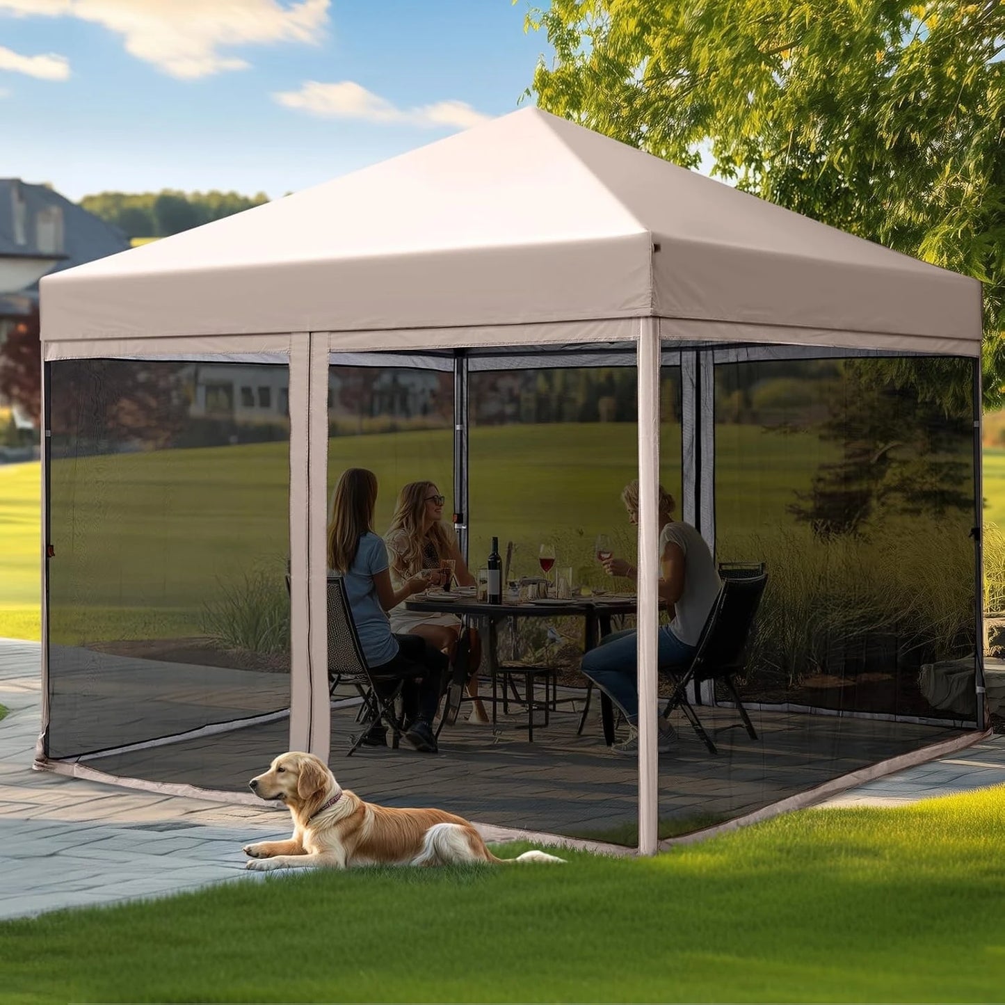 Portable Pop Up Screened Canopy Tent With Mosquito Netting Patio