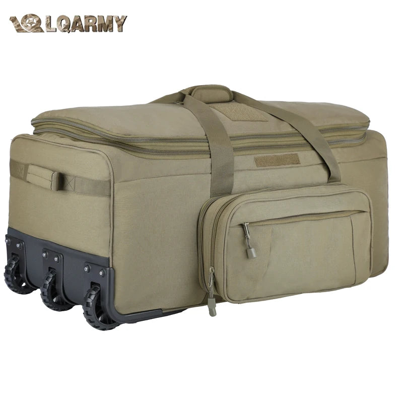 LQARMY 124L Outdoor Trolley Travel Bag Waterproof Nylon