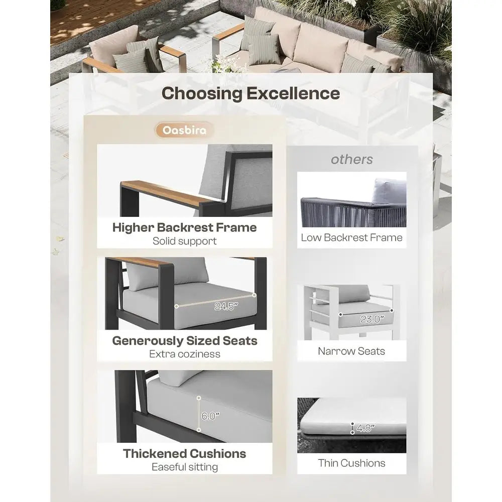 Outdoor Patio Furniture Set With Cushions For Balcony And Deck