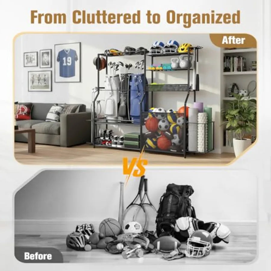 SHXI Garage Sports Equipment Organizer With Golf Bag Stand