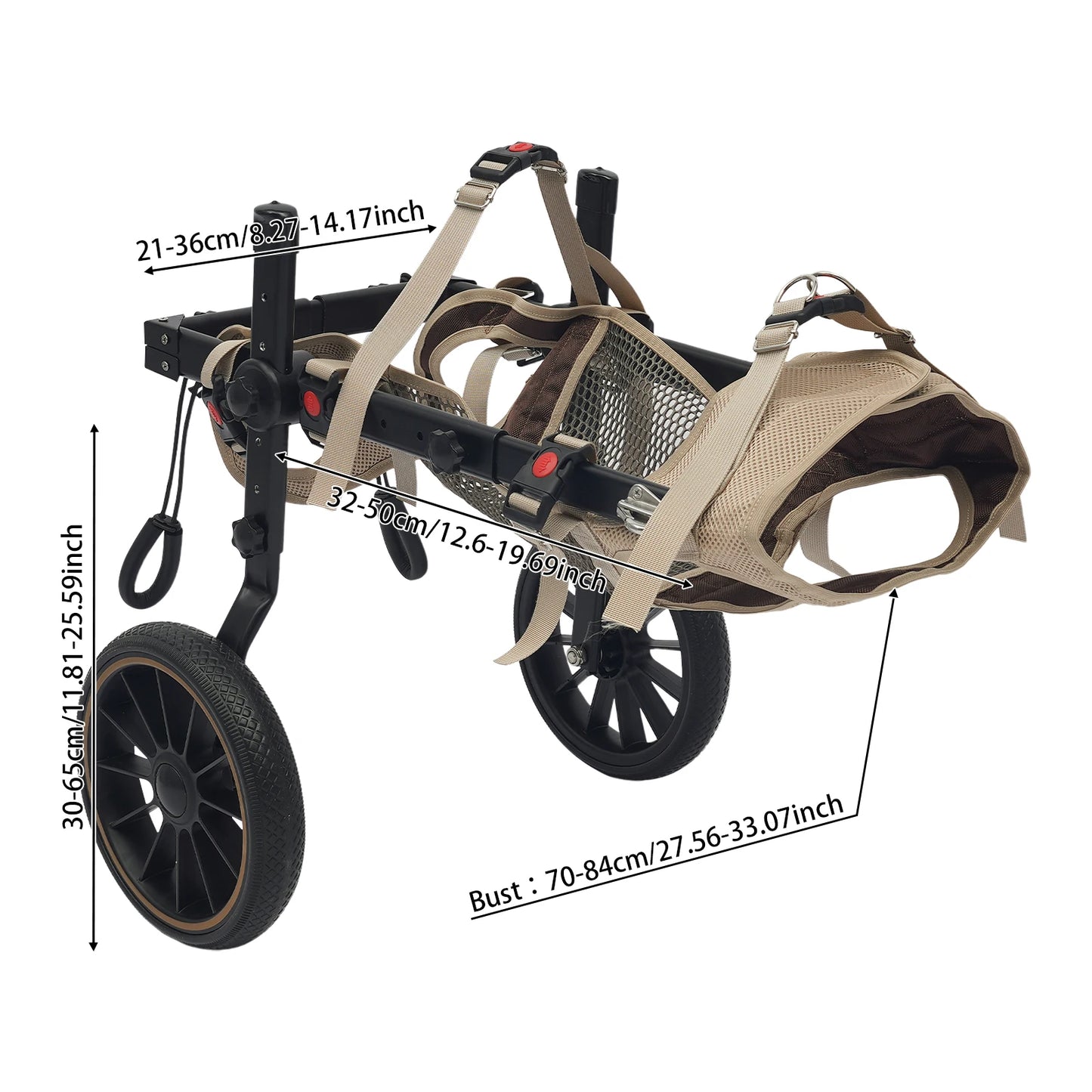 Bymaocar Adjustable Dog Trolley Wheelchair For Hind Leg Support