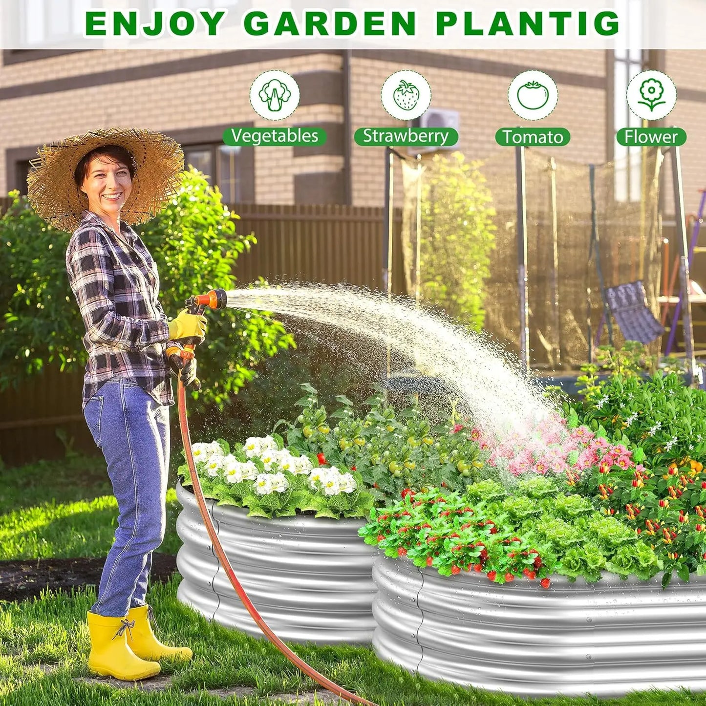Galvanized Steel Raised Garden Bed Planter Box for Outdoor Planting