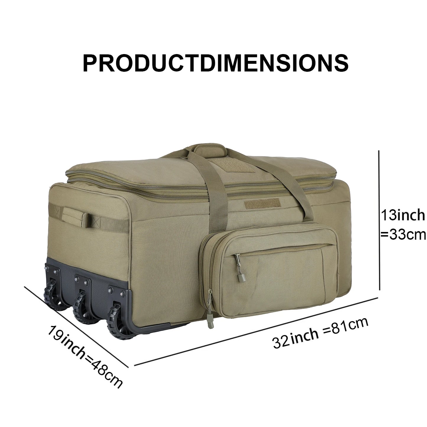 LQARMY 124L Outdoor Trolley Travel Bag Waterproof Nylon