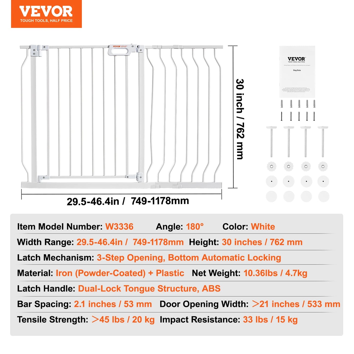 SucceBuy Baby Gate Pressure Mount Walk Through For Dogs