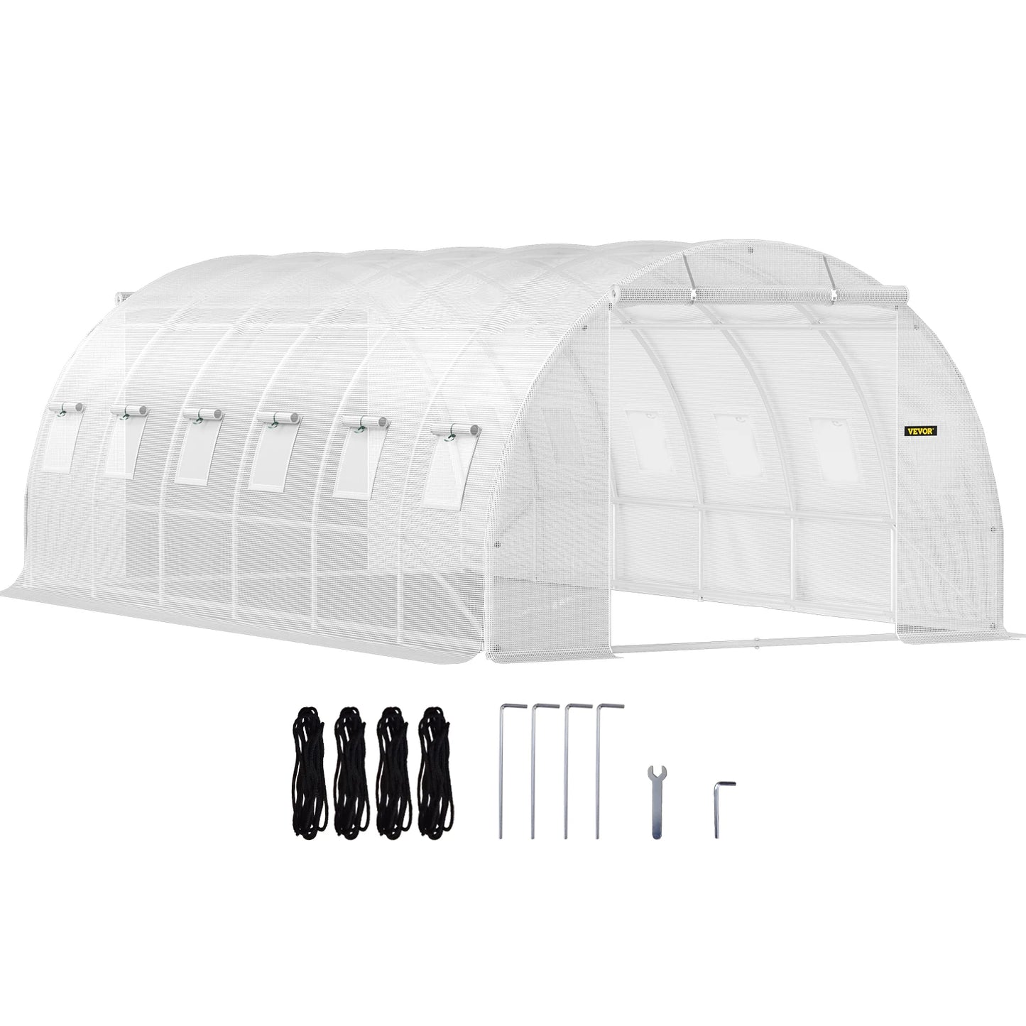 SucceBuy Walk In Tunnel Greenhouse Galvanized Steel Hoops Doors