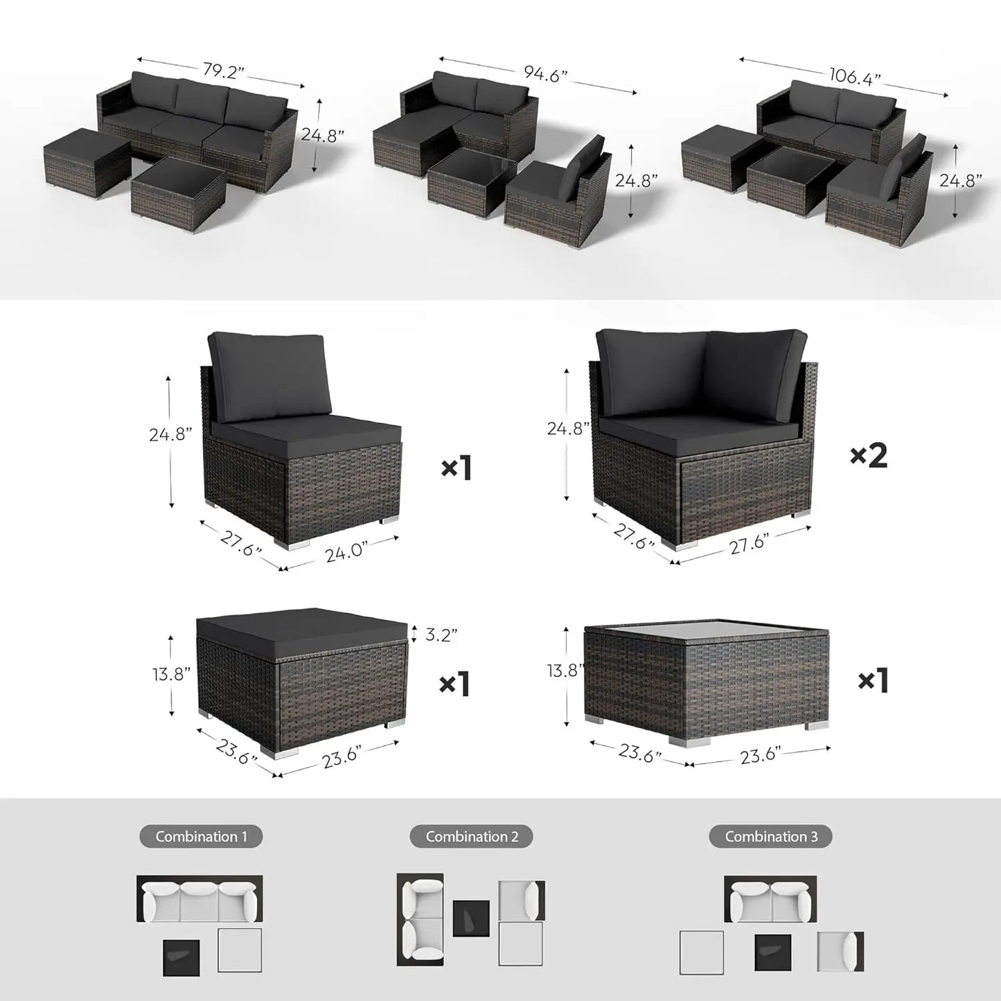 Guangbai All Weather Patio Furniture Set 5 Piece Outdoor