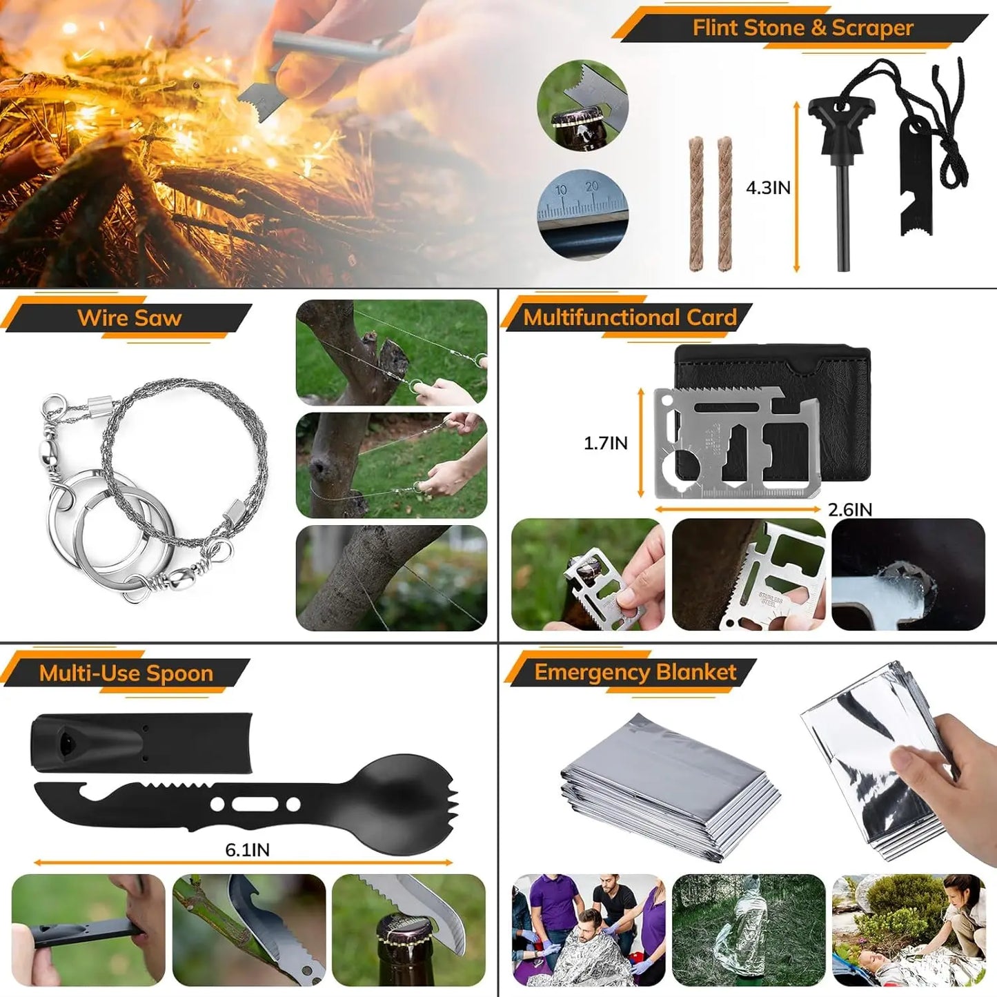 250 Piece Survival Kit With First Aid And Tactical Outdoor Gear