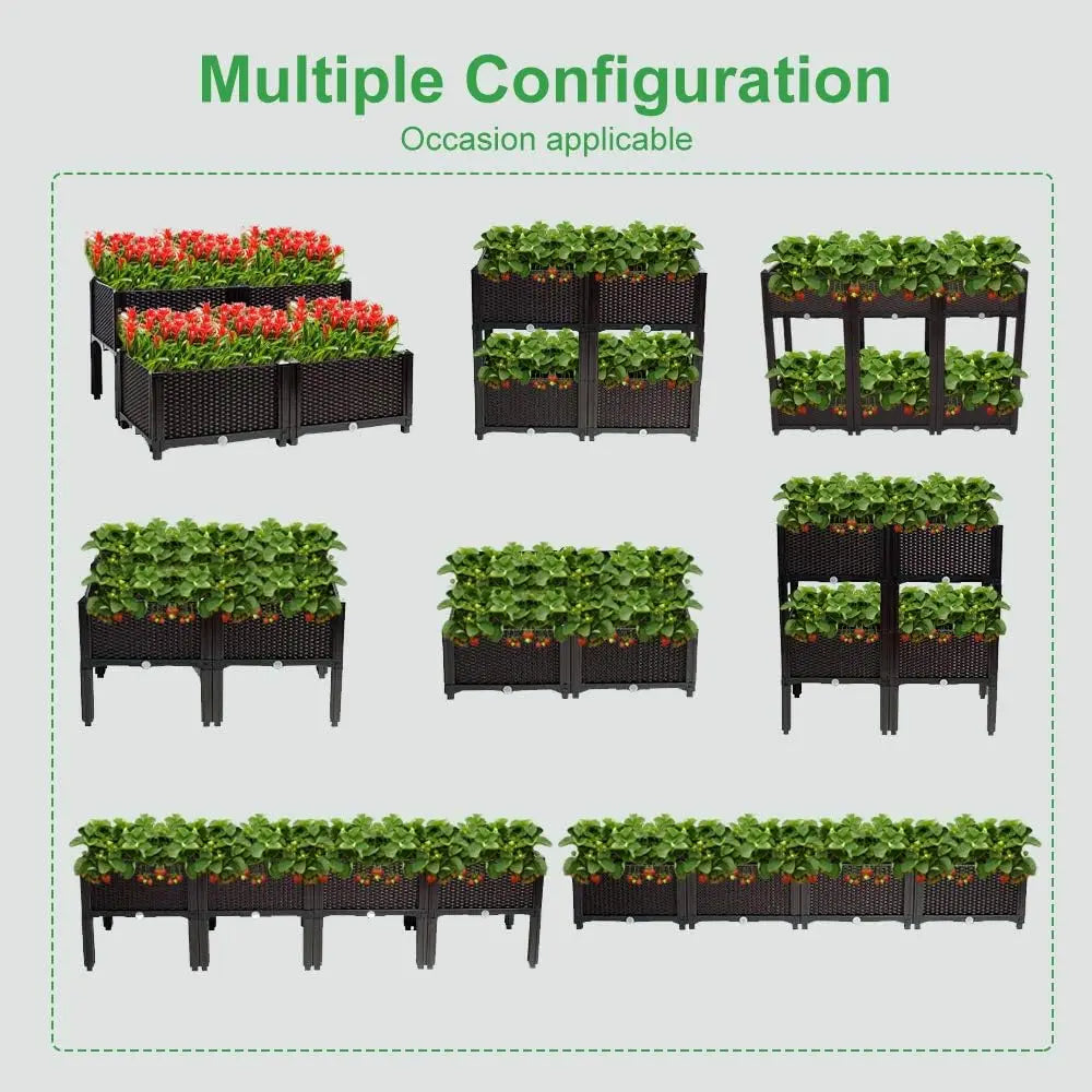 Self-Watering Raised Garden Bed Planter for Vegetables, Fruits, Flowers