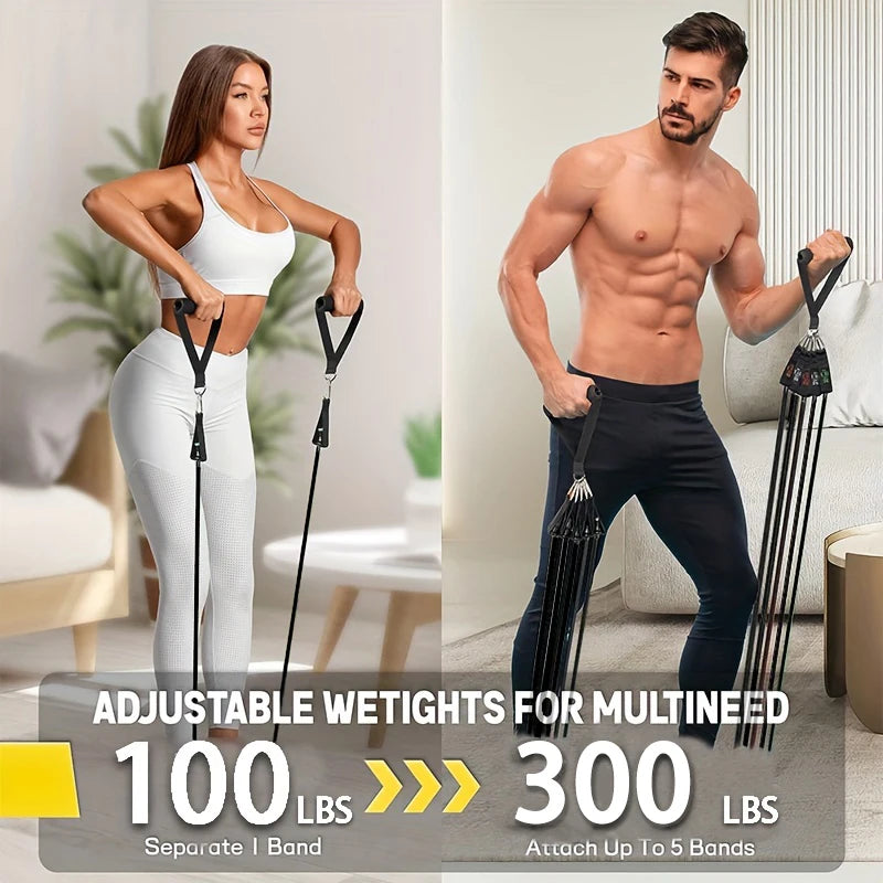 Resistance Bands Set With Door Anchor Carry Bag Ankle Straps