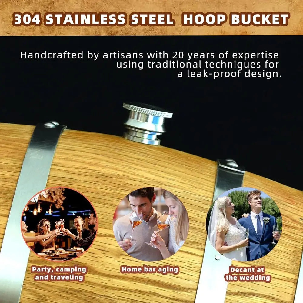 Oak Visualized Aging Barrel With Tempered Glass Window For Whiskey