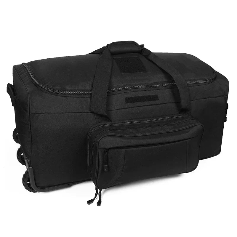 LQARMY 124L Outdoor Trolley Travel Bag Waterproof Nylon