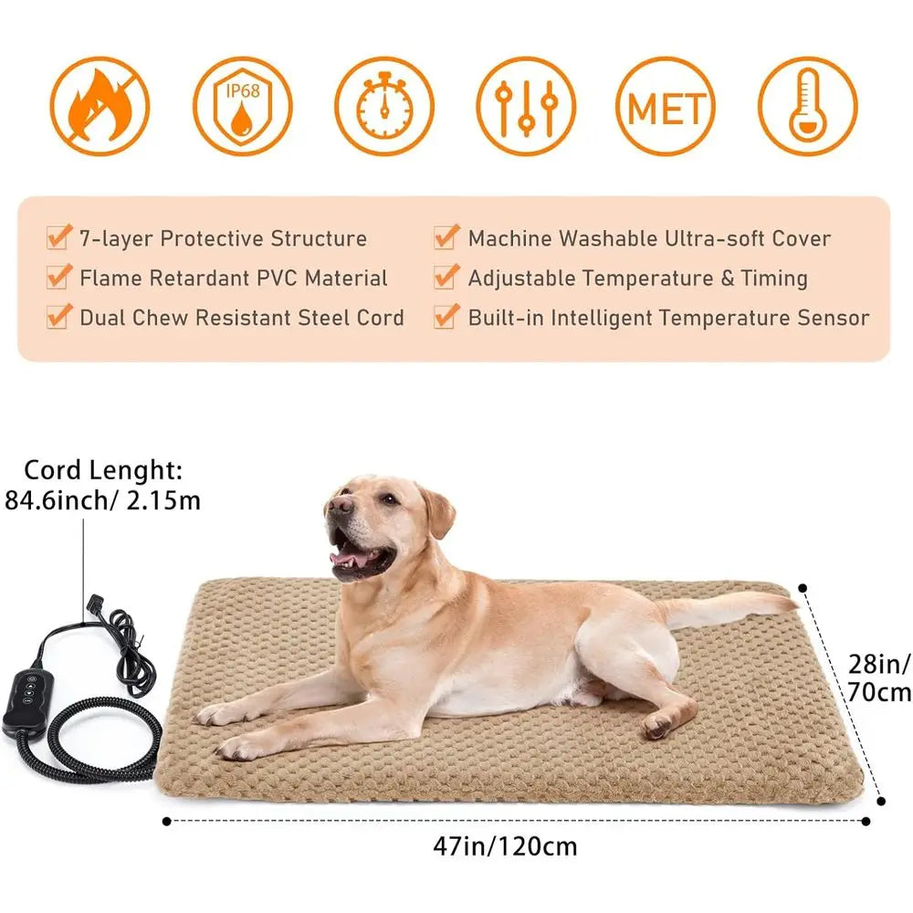 Electric Pet Heating Pad With Adjustable Temperature Waterproof Timer