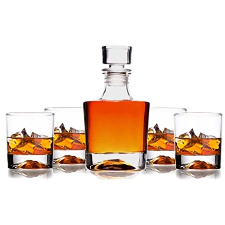 Whiskey Decanter Gift Set With 4 Glasses And Airtight Stopper