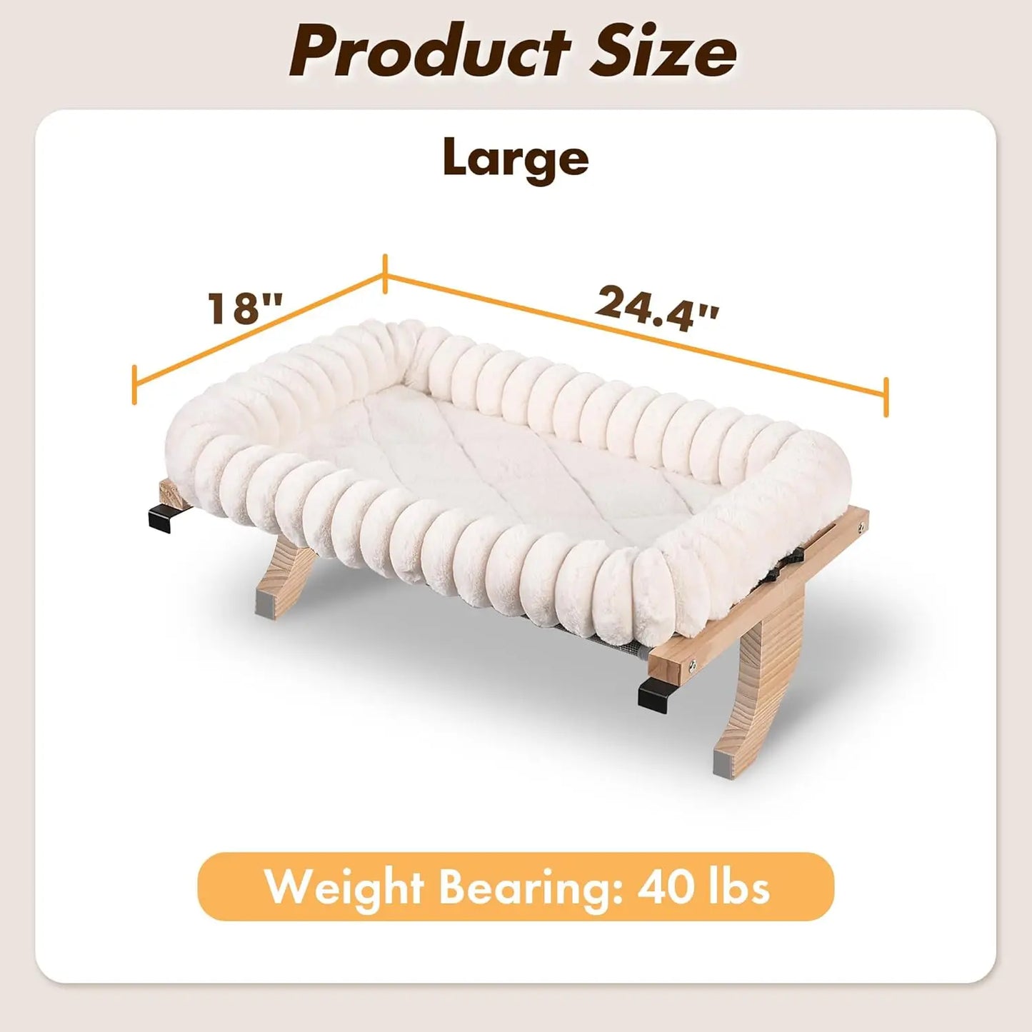 Cat Window Perch With Bolster Natural Wood And Metal Frame