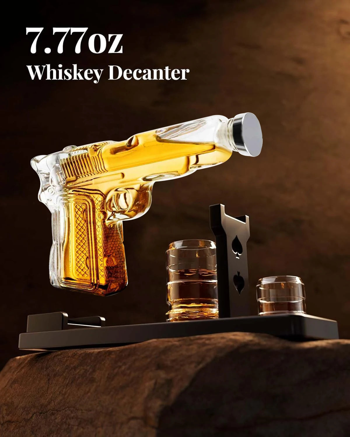 Pistol Shaped Whiskey Decanter Gift Set With Glasses Barware