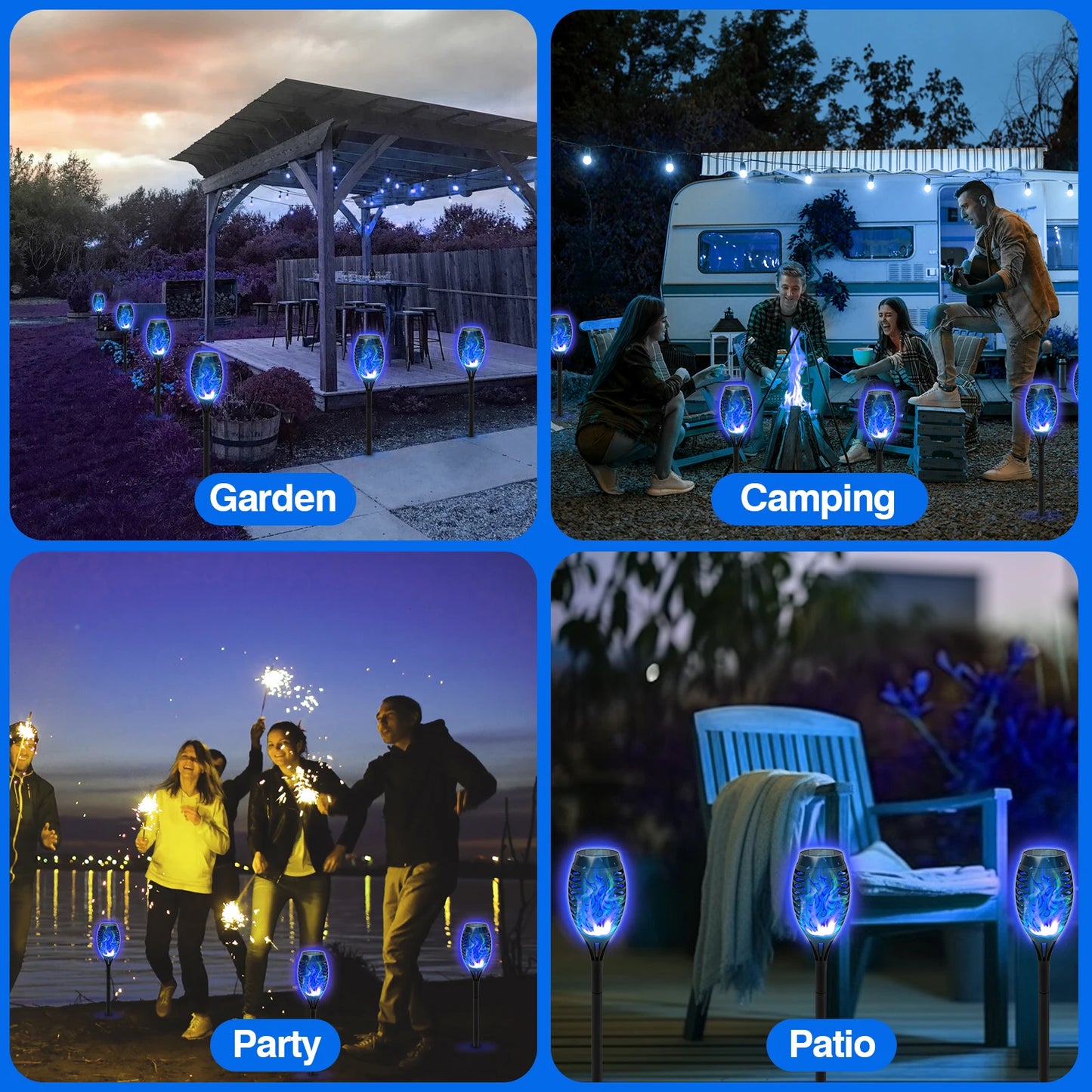 Solar Flame Torch Lights LED Flicker for Lawn Path