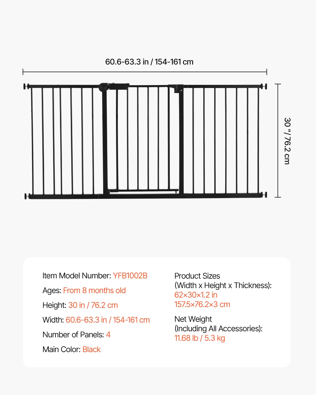 SucceBuy Baby Gate Pressure Mount Walk Through For Dogs