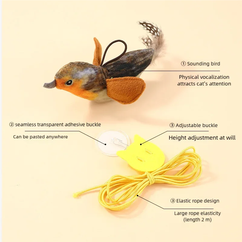 Sound Sensing Interactive Bird Cat Toy For Indoor Cats