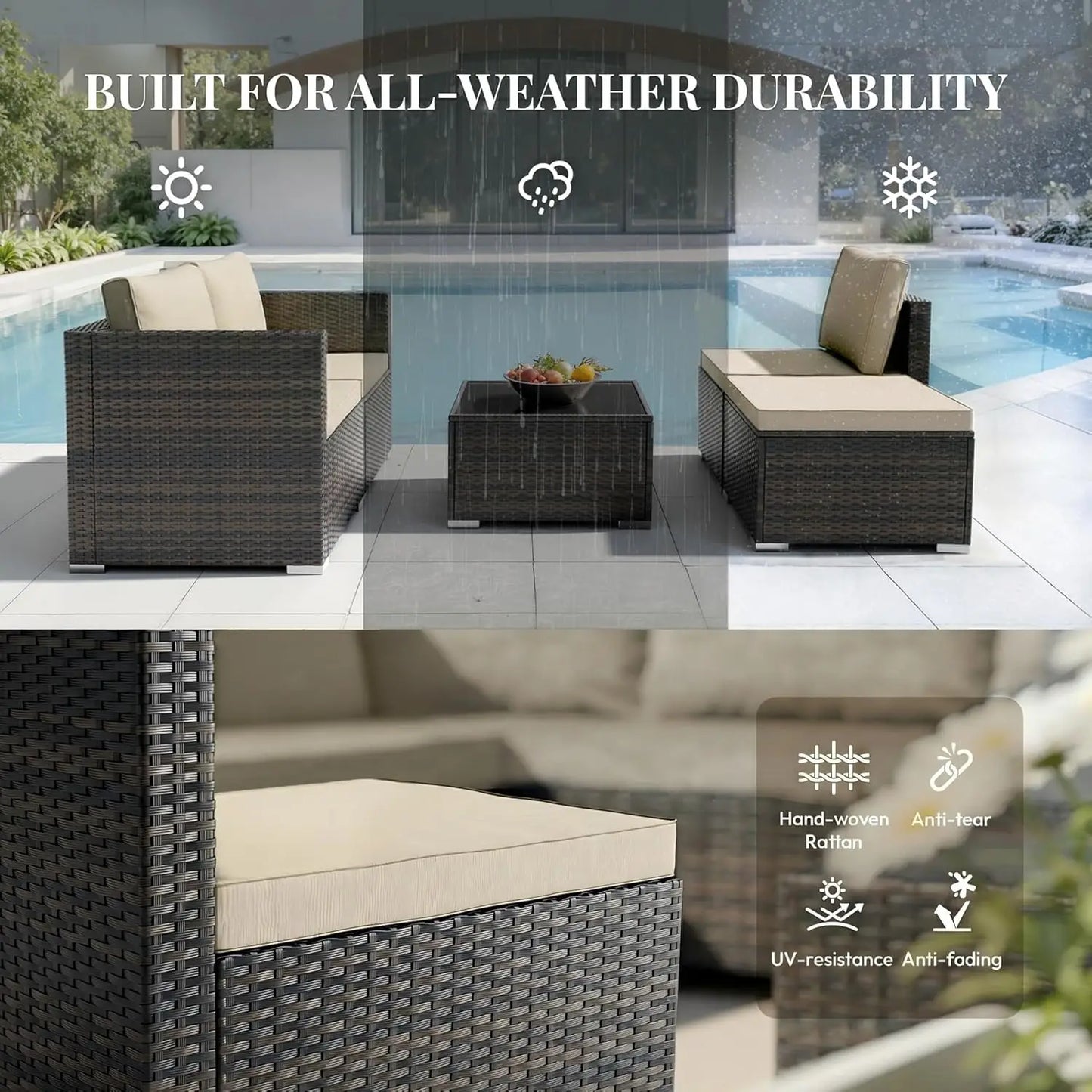Guangbai All Weather Patio Furniture Set 5 Piece Outdoor