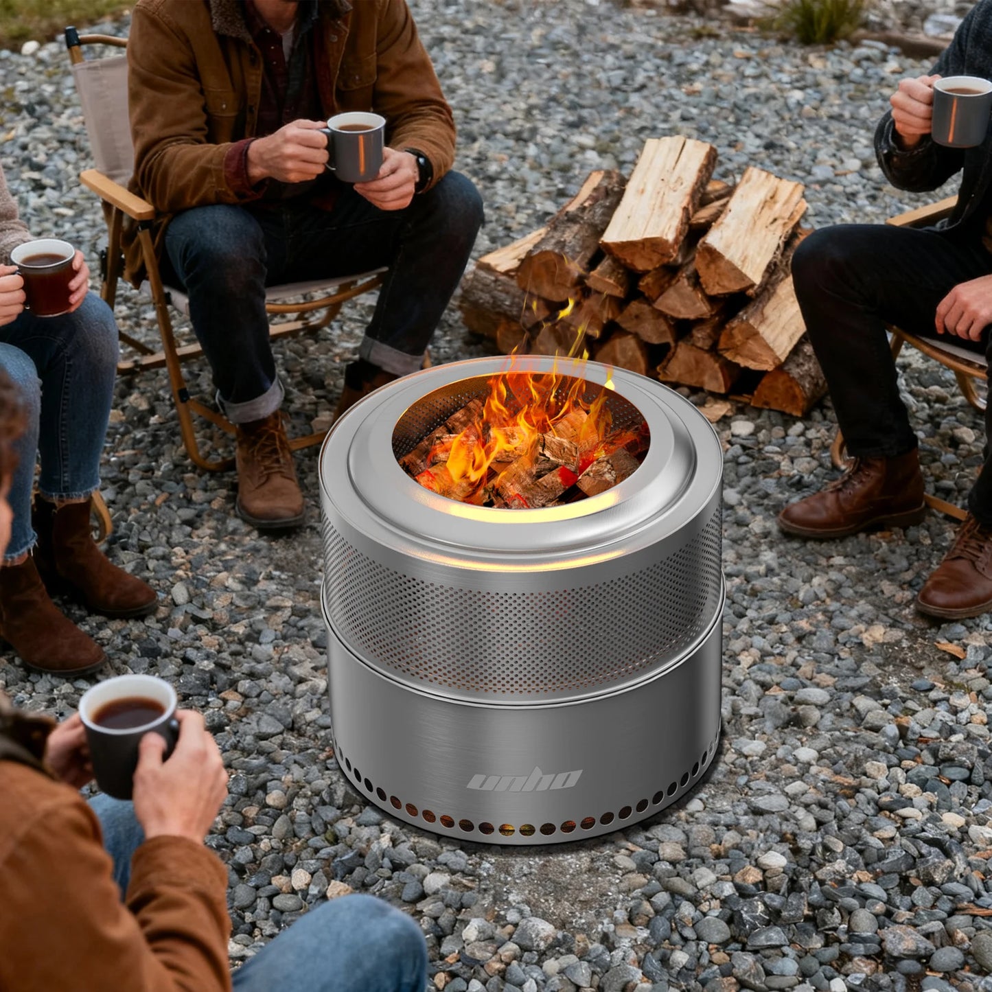 Stainless Steel Wood Burning Fire Pit Outdoor Smokeless Portable