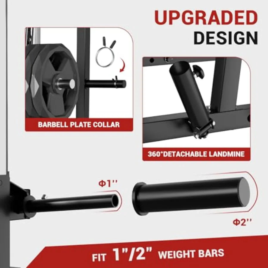 Smith Machine Home Gym Multi Function Cage With Lat Pulldown
