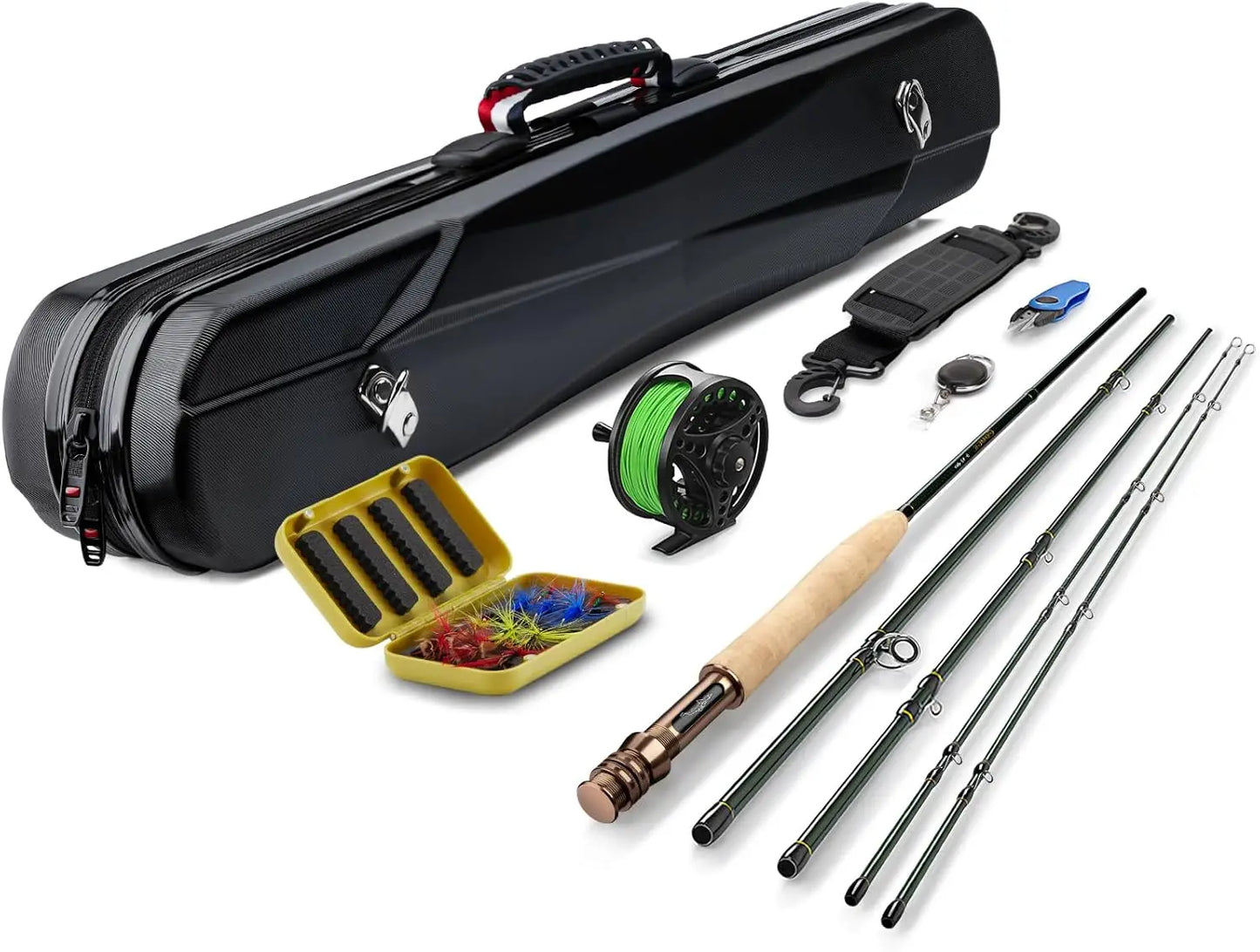 Fly Fishing Rod And Reel Combo Starter Kit With Flies